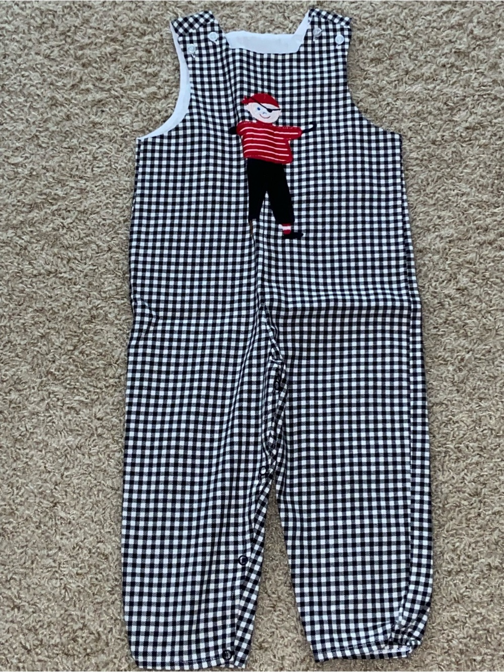 Bailey boys boutique black white checkered gingham longall pirate 2T